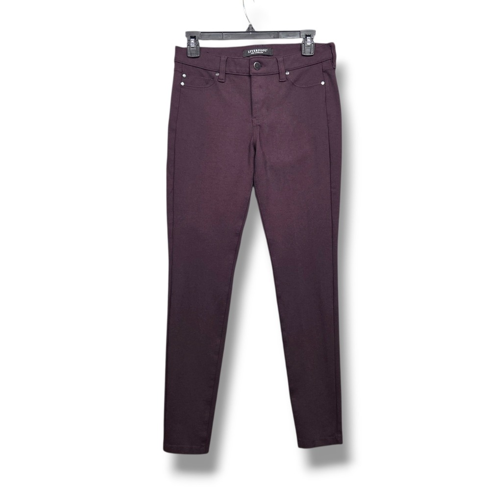 Liverpool Madonna Leggings Womens 6 Red Ponte Knit Mid Rise Stretch Skinny Pants